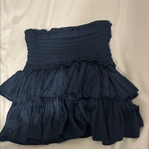 Chic Navy Ruffled Mini Skirt